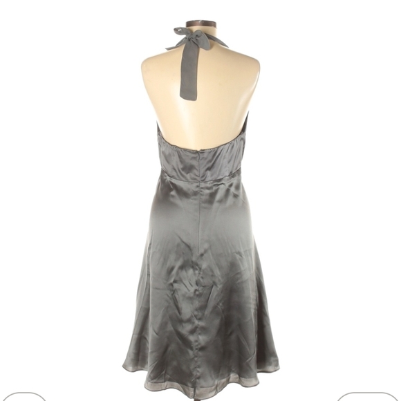 White House Black Market Charcoal Grey Backless Dress - 100% Silk - Picture 2 of 7